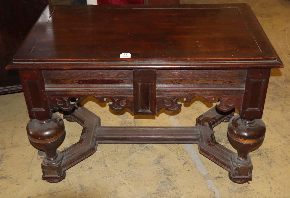 An 18th century style Belgian oak low table, W.106cm, D.64cm, H.68cm